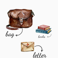 包包书本彩绘免抠素材