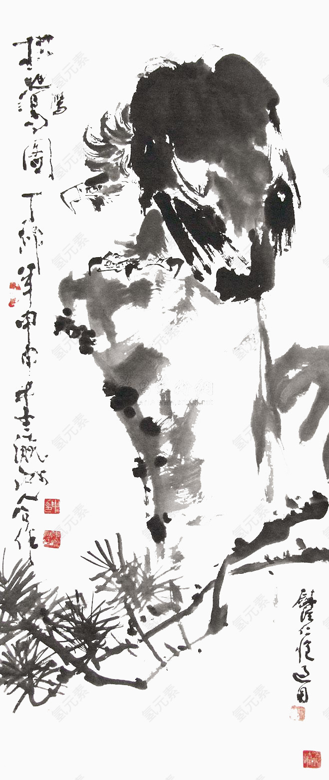 水墨鹰装饰免费素材