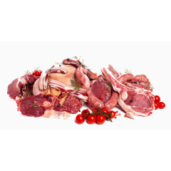 菜市场肉类与圣女果高清免扣素材