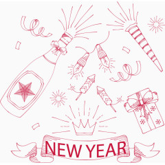 多种手绘新年派对元素
