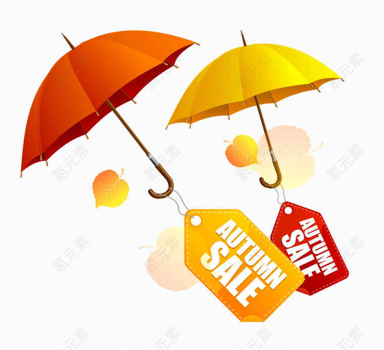 秋天树叶雨伞吊牌图