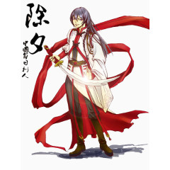 卡通剑客中国春节除夕夜素材图片