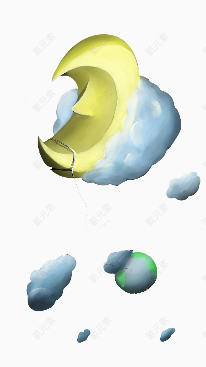 卡通黄色月亮