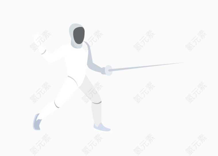 矢量白衣服击剑运动