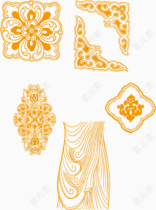 花纹复古组合矢量图