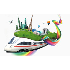 火车旅游元素