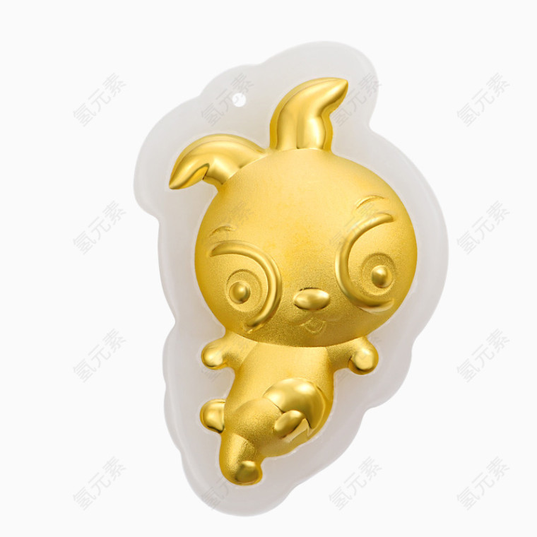 金兔子十二生肖黄金吊坠