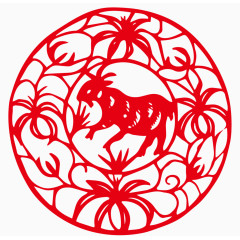 圆形羊剪纸画
