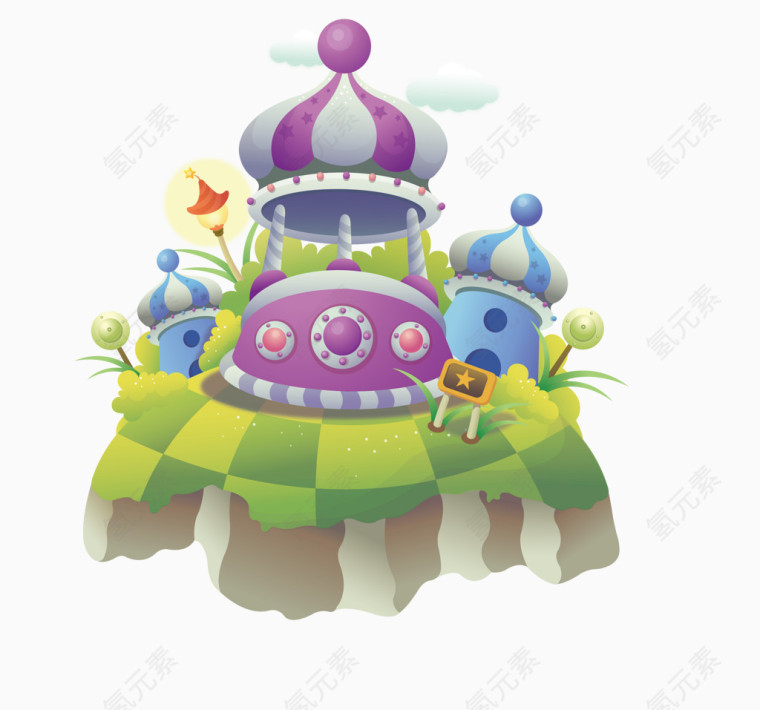 矢量彩色魔幻小城堡