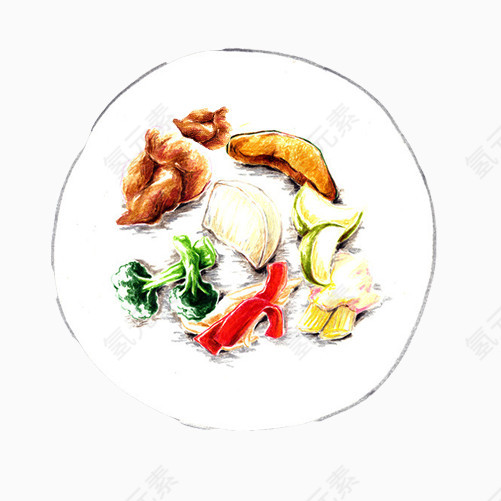蔬菜沙拉手绘画素材图片