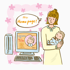 使用电脑的母亲