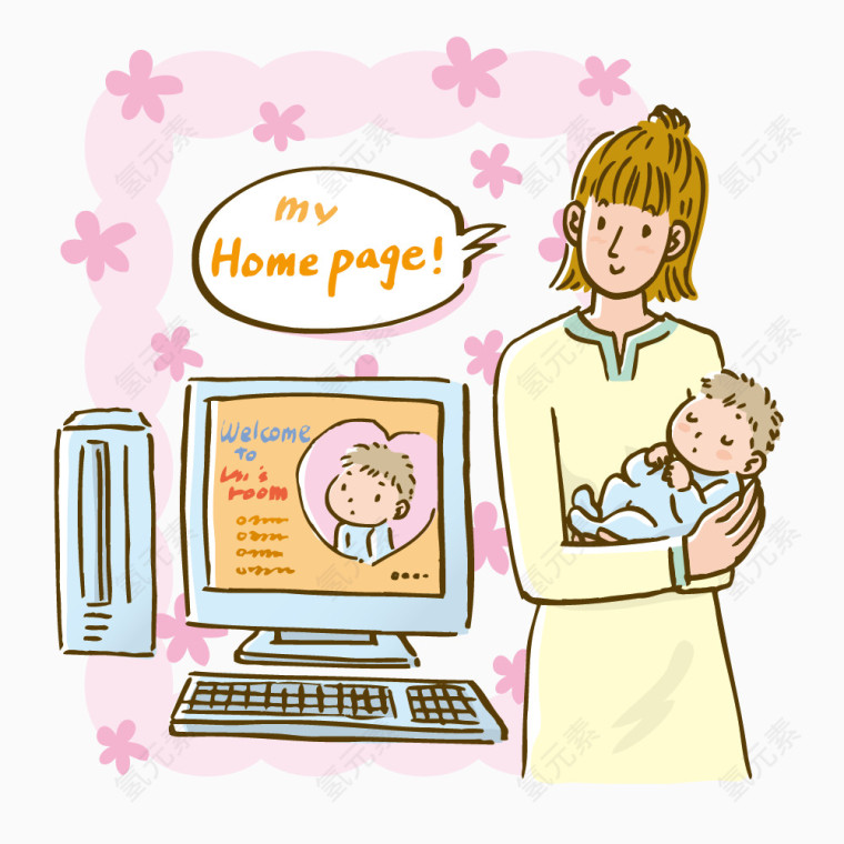 使用电脑的母亲