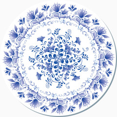矢量青花瓷盘子
