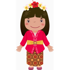 卡通人物民族服装矢量