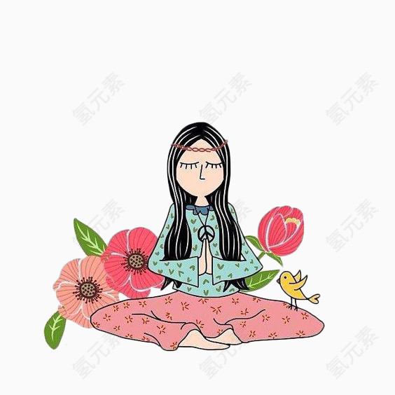 印度瑜伽手绘人物