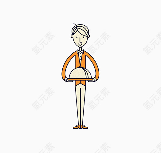手绘服务生