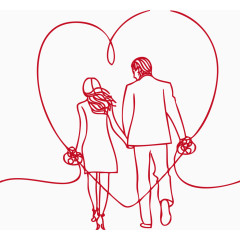 情侣牵手背影爱心边框