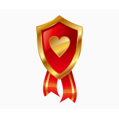 矢量心形华丽风金属质感印章