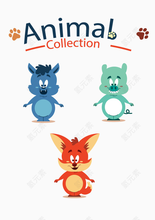 动物彩色小猪矢量图