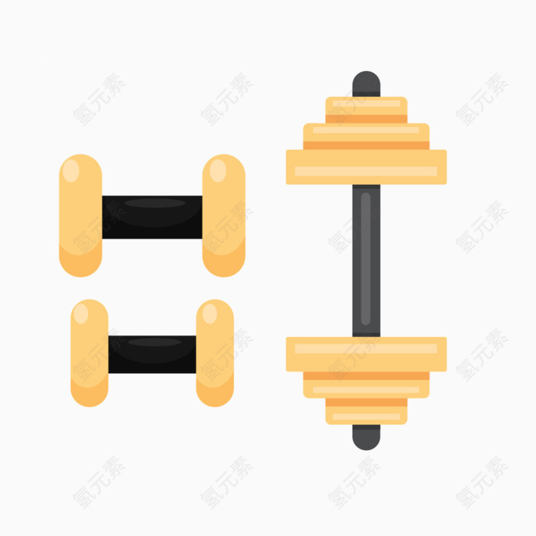 黄色质感锻炼哑铃