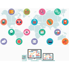 矢量手绘扁平互联网链接