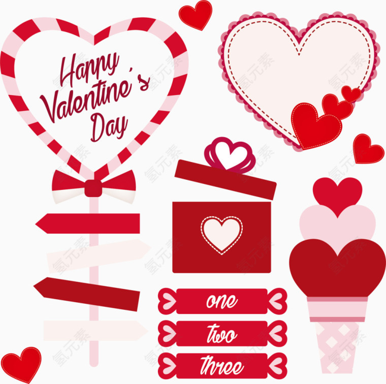 扁平化粉红色爱情装饰