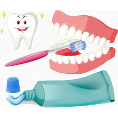 矢量牙齿和刷牙