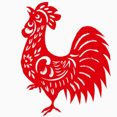 剪纸红色鸡