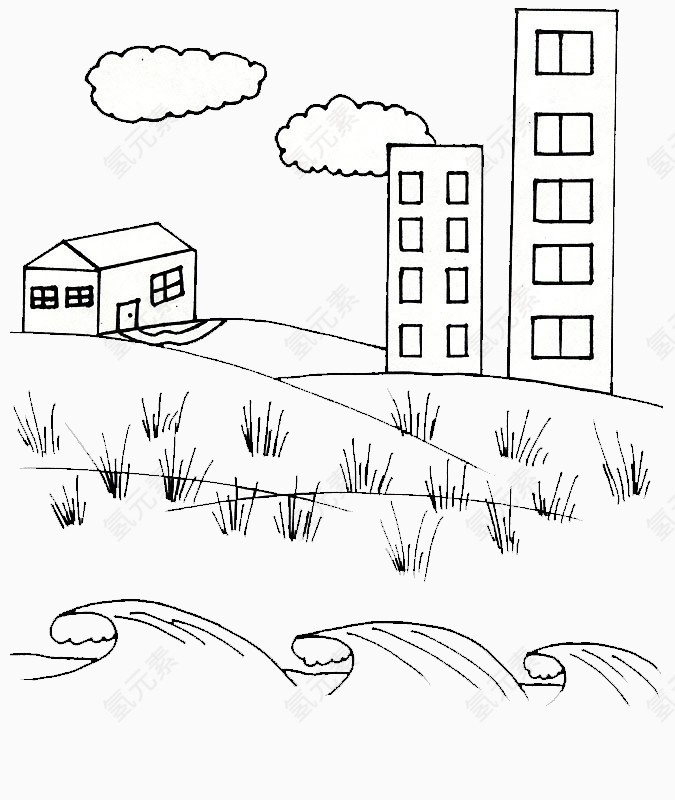 简笔城镇图