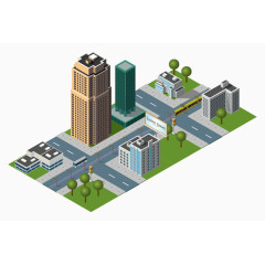 美国城市立体建筑矢量