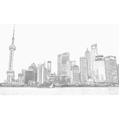 上海外滩素描简笔画PNG