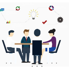 矢量手绘坐在一起开会的人