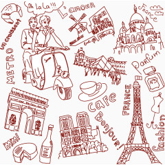 矢量巴黎漫画
