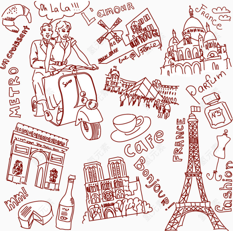 矢量巴黎漫画