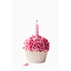 插着蜡烛的粉色玫瑰蛋糕