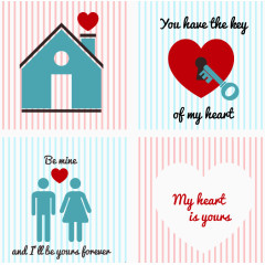 4款甜蜜家庭卡片矢量素材