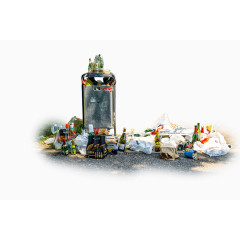 垃圾箱边上的酒瓶垃圾