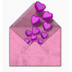 卡通紫色心形信封装饰