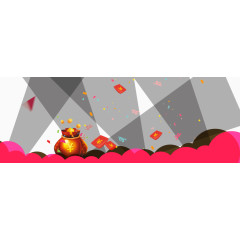 红黑卡通云层漂浮红包福袋