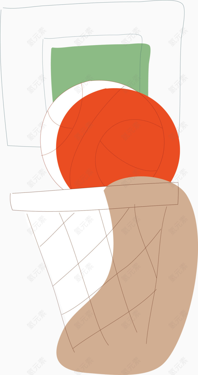 手绘篮球矢量图