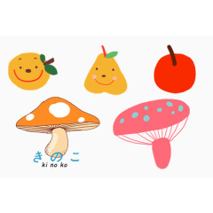 手绘水果和蘑菇贴图