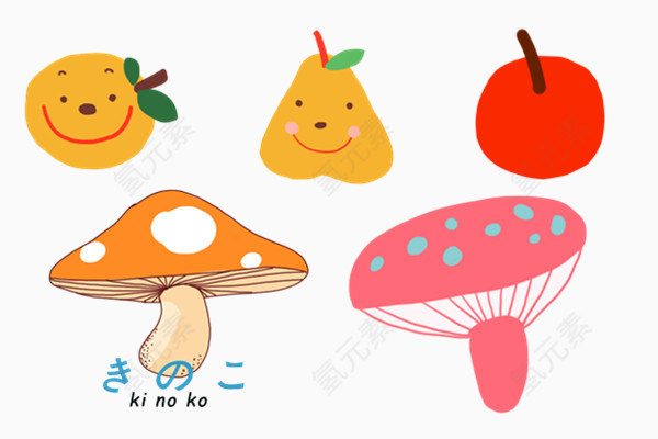 手绘水果和蘑菇贴图