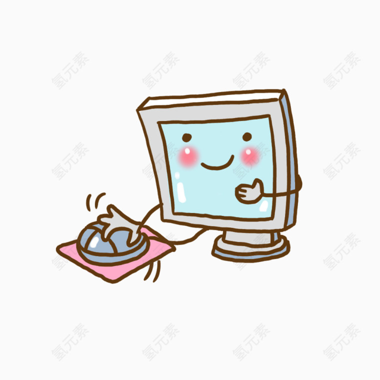 手绘电脑玩鼠标图像