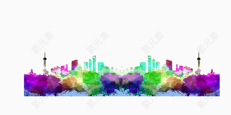 城市水彩效果