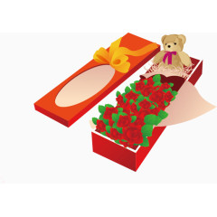 矢量玫瑰和小熊