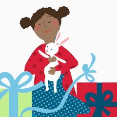 抱着兔子的小女孩