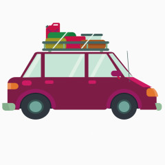 矢量紫色旅行车扁平运输车