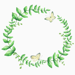 树枝圆形环绕蝴蝶