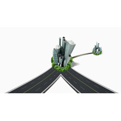 公路交汇楼盘免抠素材