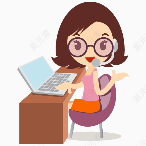 带眼镜的客服女孩图标